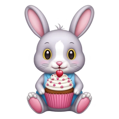 Rabbit with cupcake sticker