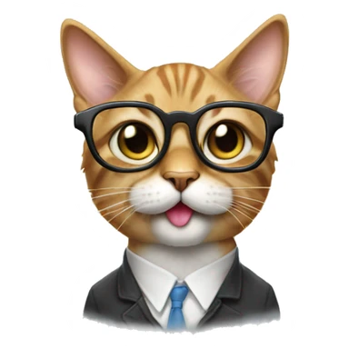 nerd cat wearing glasses with tongue out sticker
