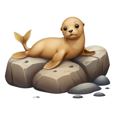 Baby sea lion with flippers the rocky shore sticker