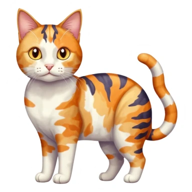 full body anxious looking colourful light calico tabby cat with large patchy patterns sticker