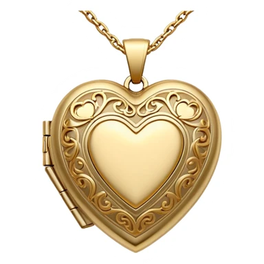 Dainty gold heart locket necklace with detailed designs  sticker