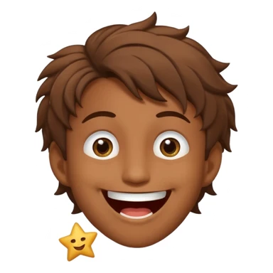Color de piel moreno los ojos ke sean de estrella riéndose y pelo café hombre  el pelo asialado🤩pelo asía a bajoo sticker
