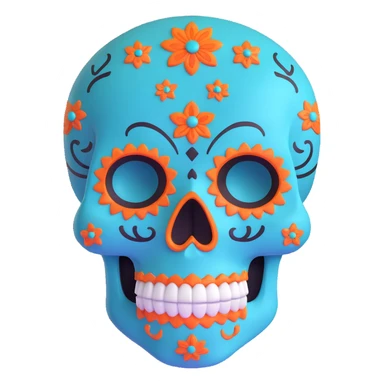 teal and orange sugar skull sticker