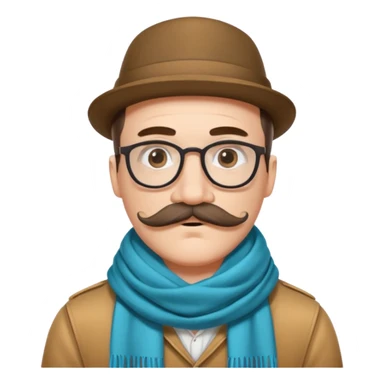 Bobo hipster blanc, fan d’expo d’art avec un foulard et une grosse moustache  sticker