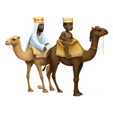 The three kings over camel with gift to the baby jesus one of them black person sticker