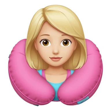 blonde woman using pink travel pillow  sticker