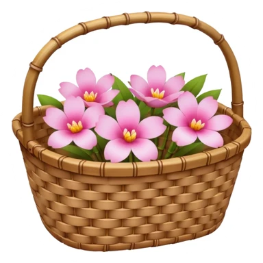 bamboo basket, flower sticker