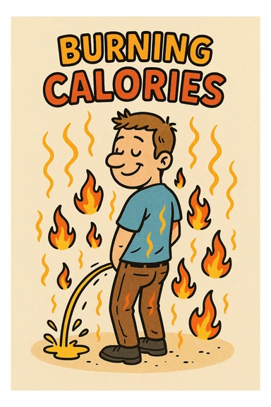 Uomo che fa Pipì, brucia calorie, come se fosse un termogenico  sticker