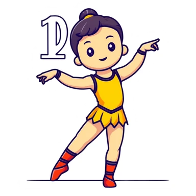 Performance dancer in dance costume holding number 1 sticker