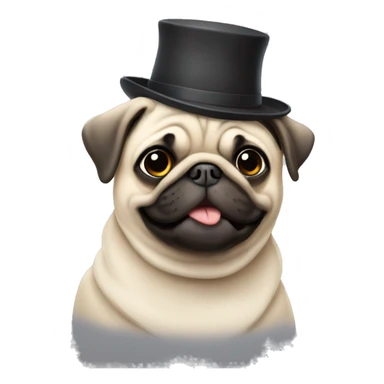 Pug wearing a hat sticker