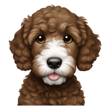 dark brown goldendoodle puppy white nose and chest  sticker