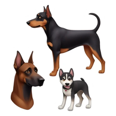 Doberman with a husky and shepherd  sticker