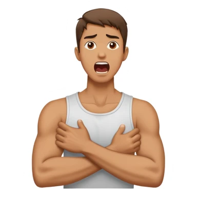 man crossed arms holding neck screaming sticker
