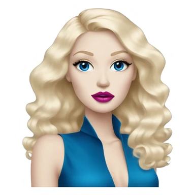Hot girly pale blonde with blue eyes and pink lips wearing YsL sticker