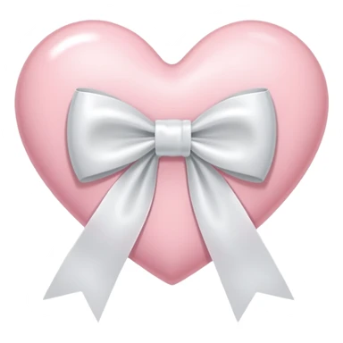 Light pink heart with white ribbon bow sticker