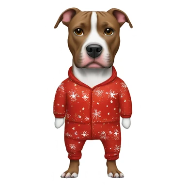 Pitbull wearing Christmas pajamas  sticker