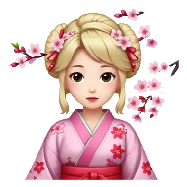 Girl wearing kimono with cherry blossoms in her hair sticker