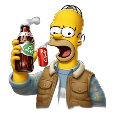 Hommer simpson qui boit un coca cola sticker