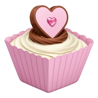Two sharp-edged square milk chocolate pralines placed diagonally, each in a white fluted paper candy cup, with smooth glossy coating.
Flat thin pastel pink heart icing centered on top with subtle sugar crystal sparkle, clean studio lighting, pure white background, realistic minimal emoji-style. sticker