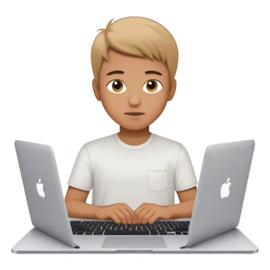 20 years old boy behind a macbook sticker