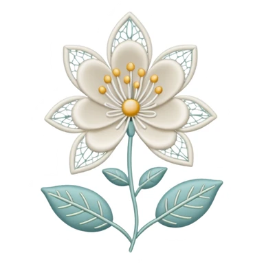 needle and thread forming a lace flower sticker