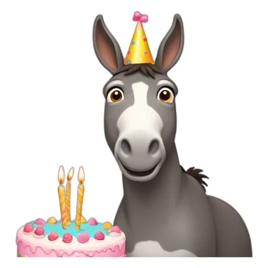 donkey with a birthday cake sticker