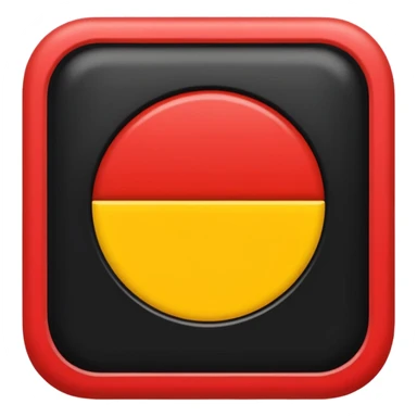 a black and red rectangle with a medium-sized yellow circle in the middle sticker
