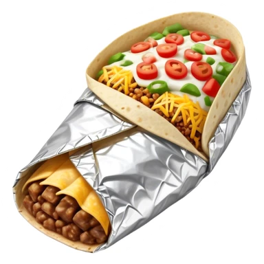 hyper realistic burrito half wrapped in foil sticker