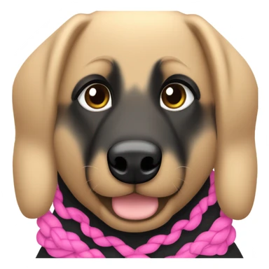 black german shepherd with brown paws & is wearing a pink collar with her owner who has blue eyes and sandy blonde hair in a single braid sticker