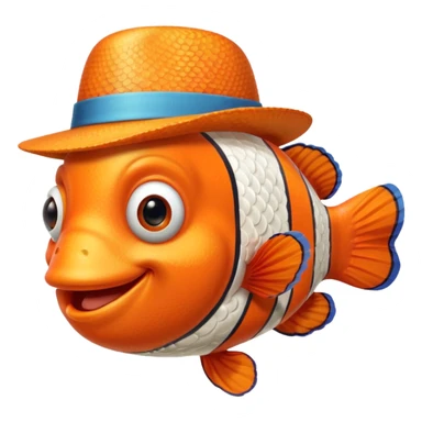 Clownfish with a fedora, smiling sticker