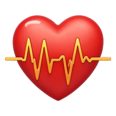 emoji of a red beating heart with gentle motion lines or soundwave pulses around it, symbolizing a heartbeat. Smooth, glossy Apple emoji design with soft highlights and a warm, lively glow sticker