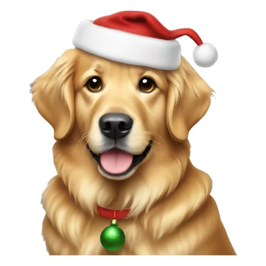 Golden retriever with a Christmas outfit  sticker