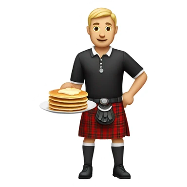 Golfer in kilt holding a plate of pancakes sticker