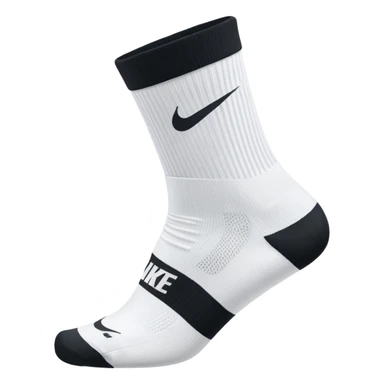 white sock, with black nike logo socks, dri-fit socks sticker