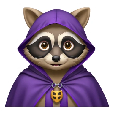 . l'expression du visage du raton est ultra surpris "shock" alors ce raton laver doit être équipé d'une cape de thieving noir avec trim bordure mauve comme dans le jeu old school runescape. au centre de la cape une icone de masque de voleur est visible  sticker