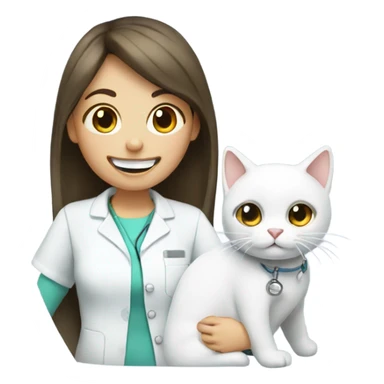 Girl dentist with white cat sticker