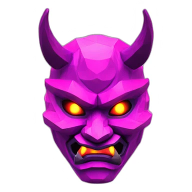 ONI MASK magenta color eyes glowing neon japanese style low poly 3d sticker