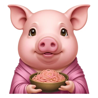   renaissance monalisa pig with pink spaghetti portrait  sticker