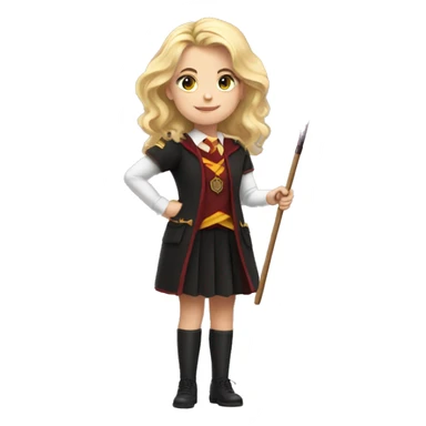 blonde girl in Gryffindor uniform with magic wand sticker