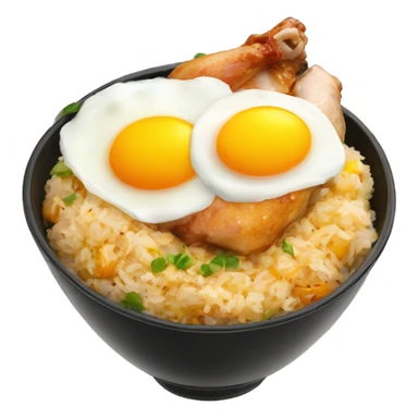 chicken thigh rice bowl with two eggs sticker