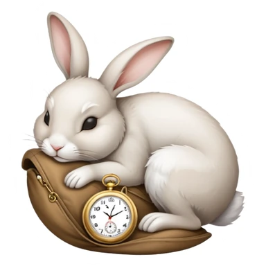 Lapin qui dort avec une montre  sticker