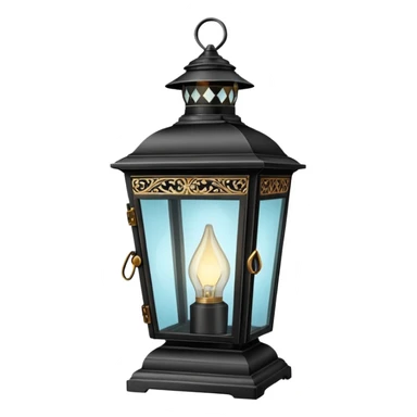 A black old wide big vintage lantern lamp  sticker