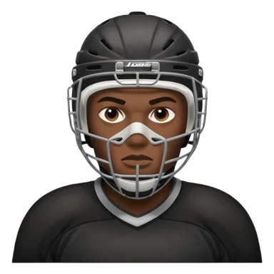 American black Hockey player without a Helmet  and have  a goalkeeper mask which have small holes sticker