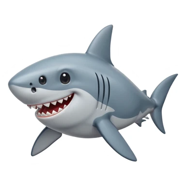 cartoonish shark, smiling, playful, emoji style sticker