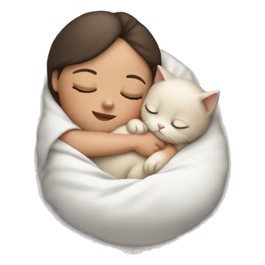 white brunette sleeping newborn baby cuddling with cat sticker