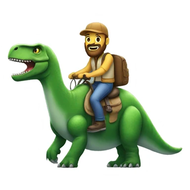 Man with a beard, riding a dinosaur  sticker