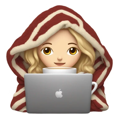 White Girl drinking tea with blanket on a macbook sticker
