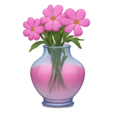 Glass vase with pink flowers in it  sticker