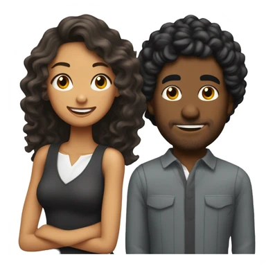 Chico moreno con pelo rizado besando a chica trigueña de pelo negro ondulado sticker