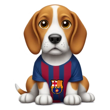 Beagle dog  with Barça soccer team tshirt sticker